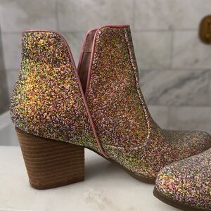Multi colored glitter booties